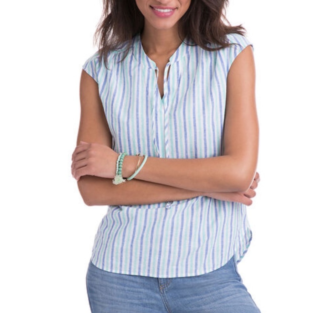 Vineyard Vines Hope Bay Striped Linen Popover Top